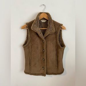 XS L.L Bean Faux Suede Sherpa Vest